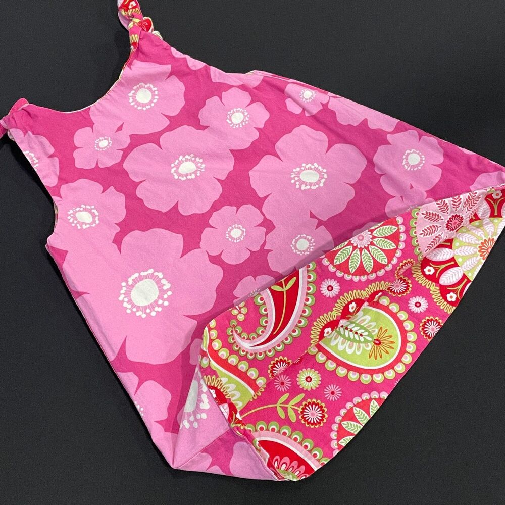 ~ Sundress Girls 4 Monogram M Reversible Floral Pink Paisley - like Lilly P - Picture 4 of 12